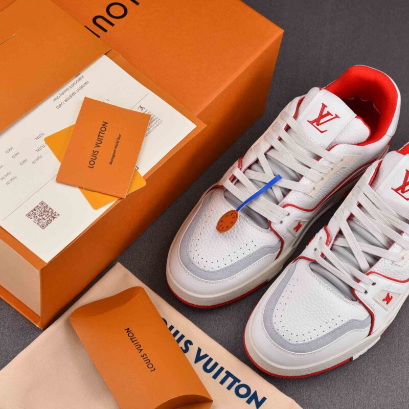 Giày Louis Vuitton LV Trainer #54 Signature White Red Best Quality