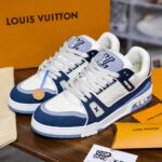 Giày Louis Vuitton LV Trainer Blue Trơn 2023 Best Quality