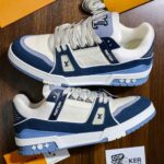 Giày Louis Vuitton LV Trainer Blue Trơn 2023 Best Quality