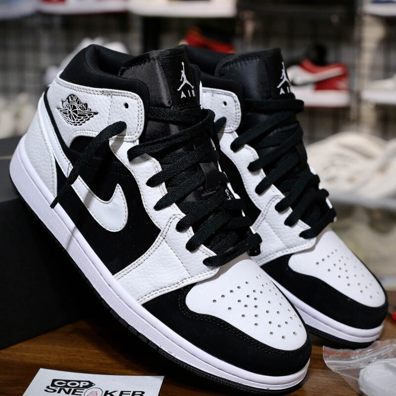 Nike Air Jordan 1 Mid Tuxedo White Black Like Auth