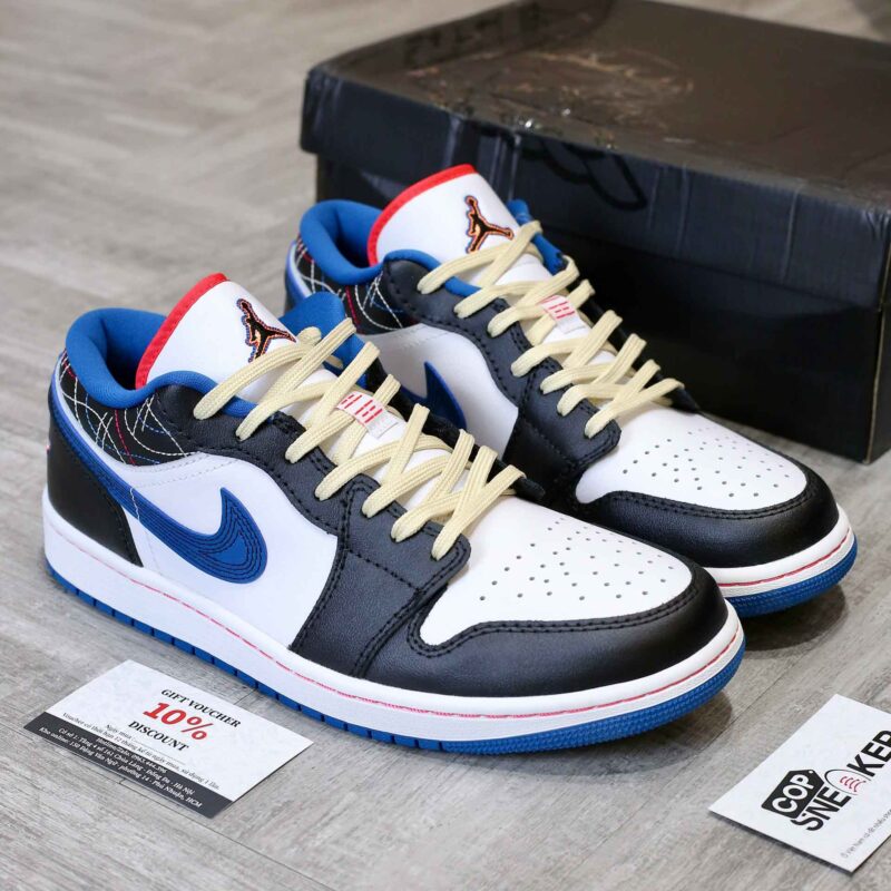 Giày Nike Air Jordan 1 Low ‘White Industrial Blue Siren Red’ Best Quality