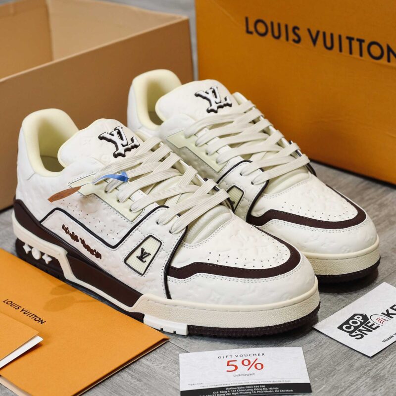 Giày Louis Vuitton LV Trainer #54 Monogram Embossed White Best Quality
