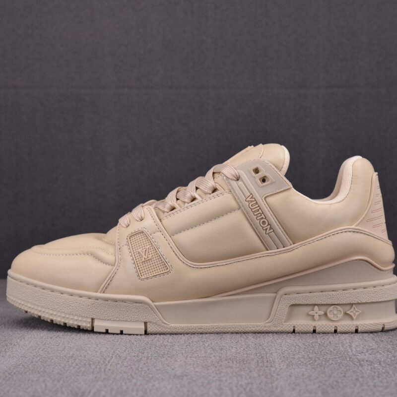 Giày Louis Vuitton LV Trainer Calf Leather Beige Best Quality