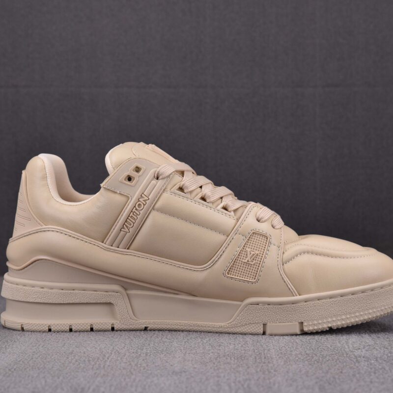 Giày Louis Vuitton LV Trainer Calf Leather Beige Best Quality