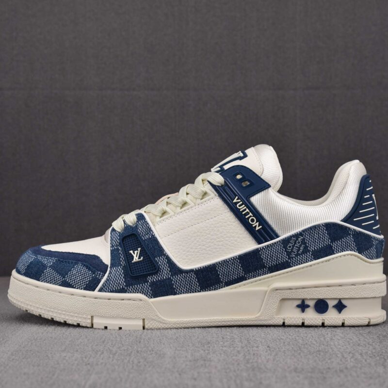 Giày Louis Vuitton LV Trainer Damier Denim Blue Best Quality