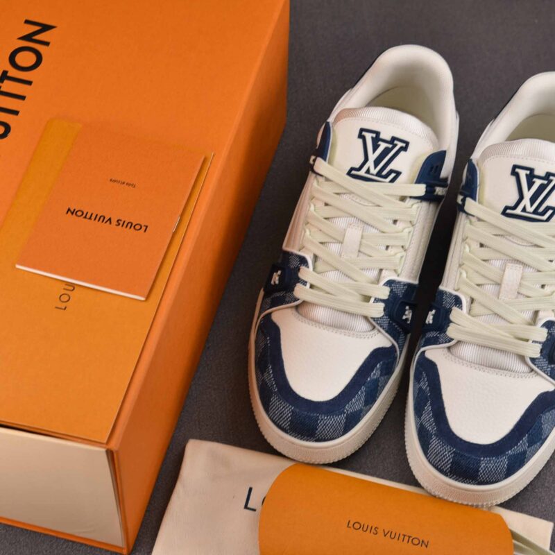 Giày Louis Vuitton LV Trainer Damier Denim Blue Best Quality