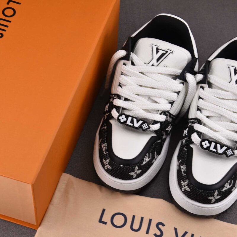 Giày Louis Vuitton LV Trainer Maxi Monogram Denim Black Best Quality