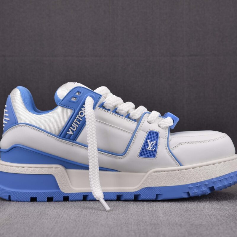 Giày Louis Vuitton LV Trainer Maxi Sports Calf Leather Blue Best Quality