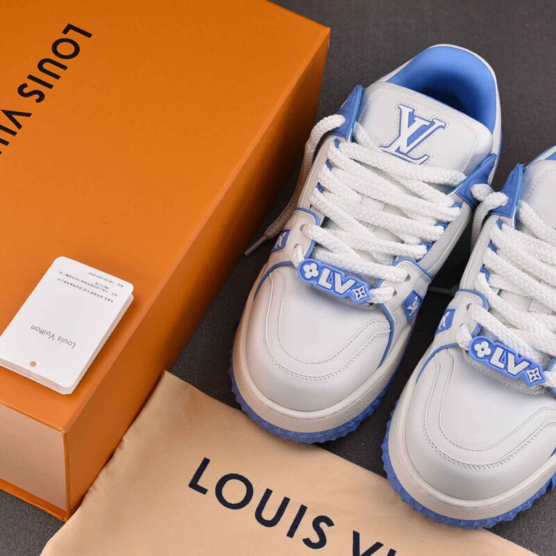 Giày Louis Vuitton LV Trainer Maxi Sports Calf Leather Blue Best Quality