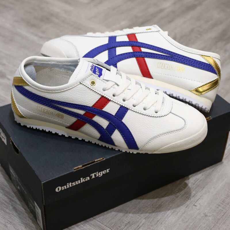 Giày Onitsuka Tiger Mexico 66 White Dark Blue Red Gold Like Auth
