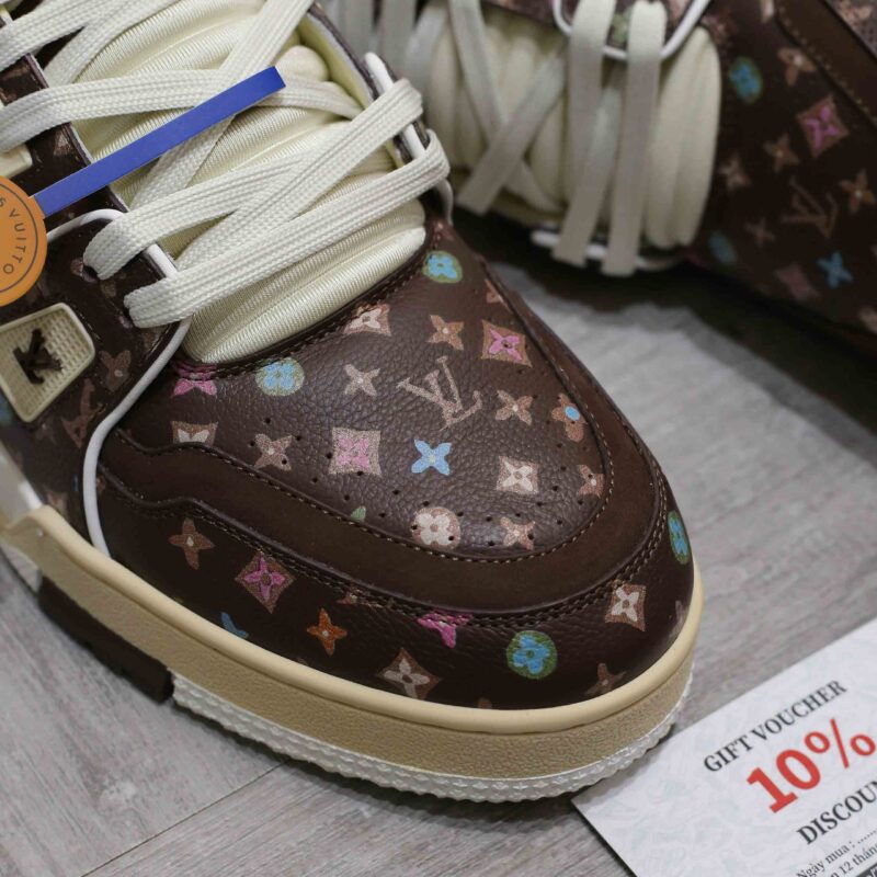 Giày Louis Vuitton Lv Trainer #54 Monogram Printed Grained Calf Leather Moka Best Quality