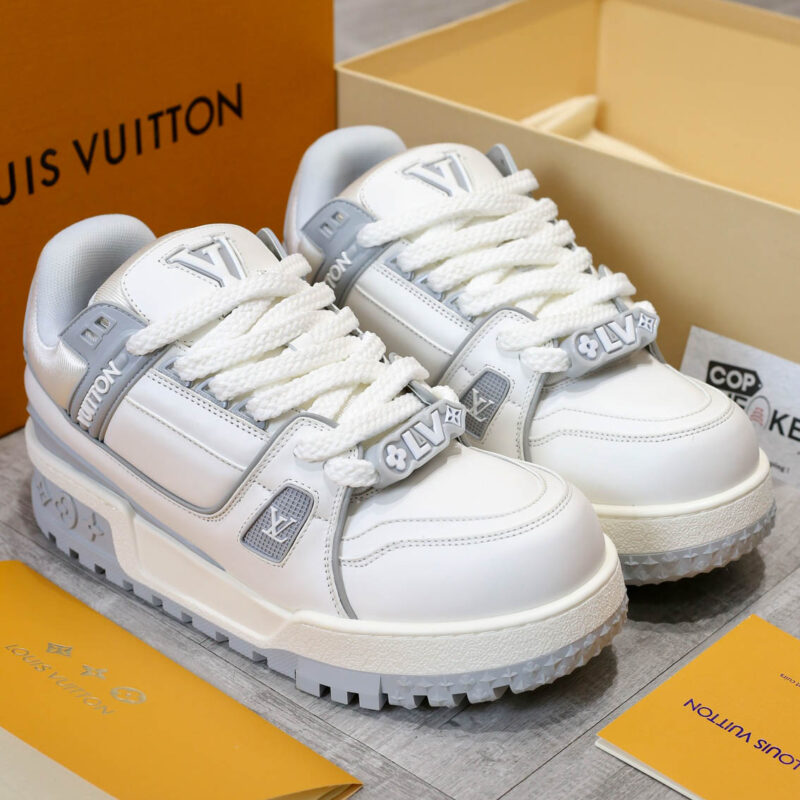 Giày Louis Vuitton LV Trainer Maxi White Grey Trắng Xám Best Quality