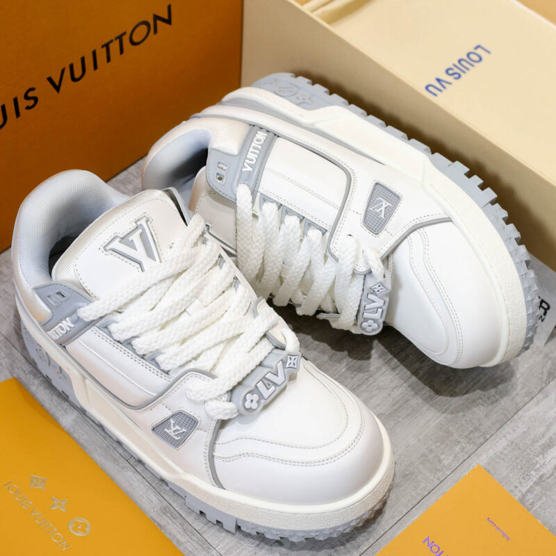 Giày Louis Vuitton LV Trainer Maxi White Grey Trắng Xám Best Quality