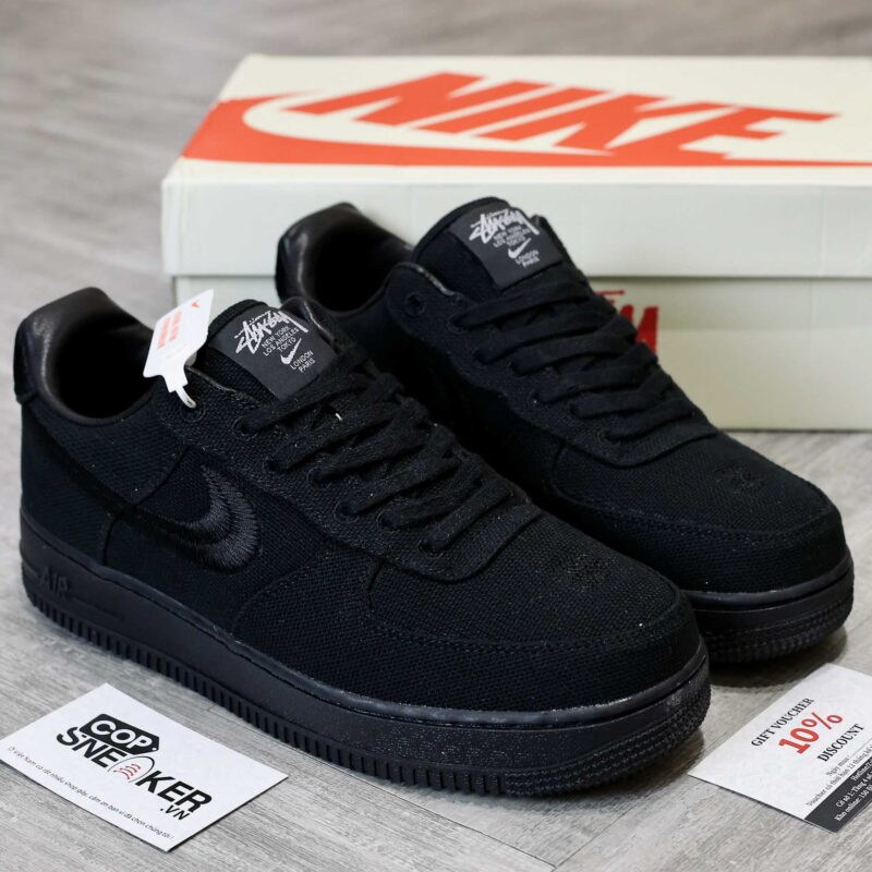 Giày Nike Stussy x Air Force 1 Low ‘Triple Black’ Best Quality