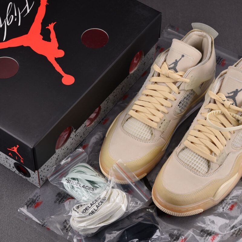 (BEST) OFF-WHITE™ x Air Jordan 4 WMNS Retro 'SAIL'