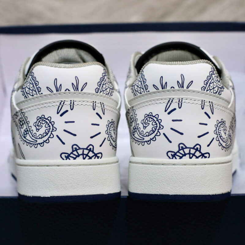 Giày Dior B27 Low White Navy Blue CD Paisley White Dior Oblique Like Auth