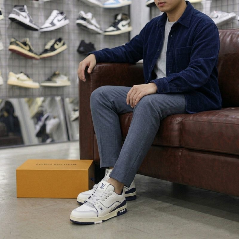 (BEST) Louis Vuitton Lv Trainer #54 Signature 'Marine Blue'