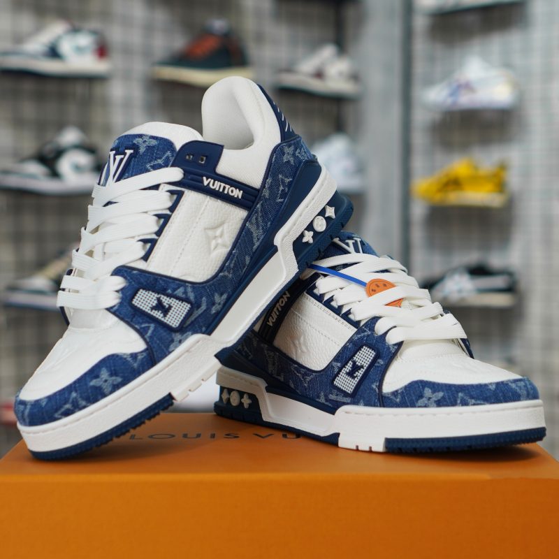 (BEST) Louis Vuitton LV Trainer Monogram Denim 'WHITE BLUE'