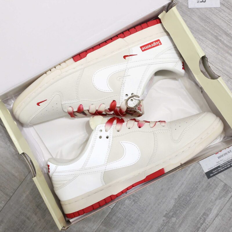 Giày Nike SB Dunk Low x Supreme White Red Best Quality