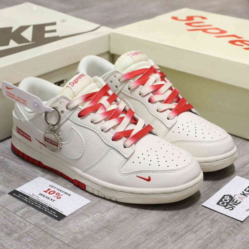 Giày Nike SB Dunk Low x Supreme White Red Best Quality