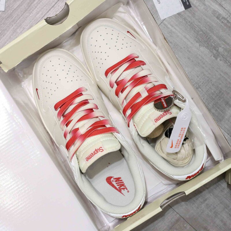 Giày Nike SB Dunk Low x Supreme White Red Best Quality