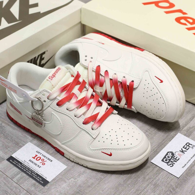 Giày Nike SB Dunk Low x Supreme White Red Best Quality