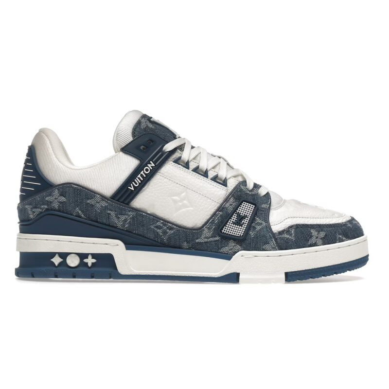 Giày Louis Vuitton LV Trainer Monogram Denim White Blue Like Auth