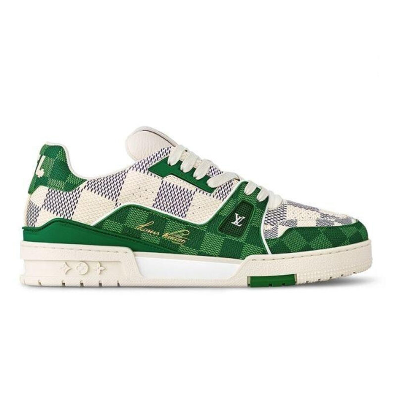 Giày Louis Vuitton LV Trainer Damier White Green Like Auth