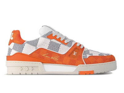 Giày Louis Vuitton LV Trainer Damier White Orange Like Auth
