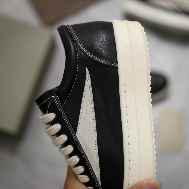 Giày Rick Owens Leather Vintage 'Black Milk White'
