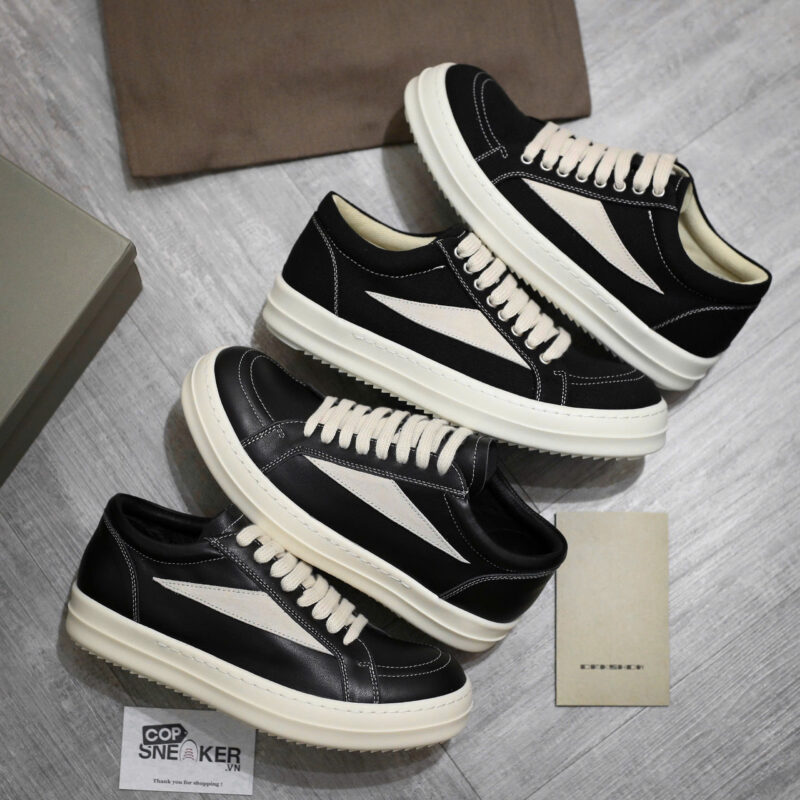 Giày Rick Owens Leather Vintage 'Black Milk White'