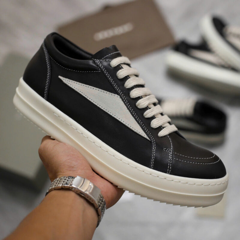 Giày Rick Owens Leather Vintage 'Black Milk White'