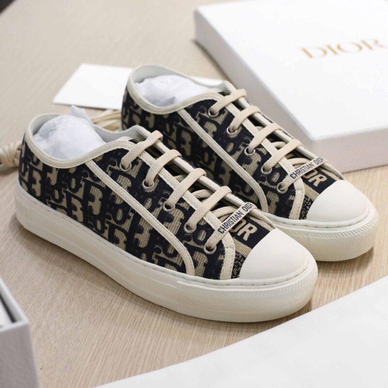 Giày WALK’N’DIOR SNEAKER Deep Blue Dior Oblique Embroidered Cotton Best Quality