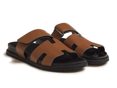 Dép Hermes Chypre Sandal Natural Black Smooth Calfskin Leather Best Quality