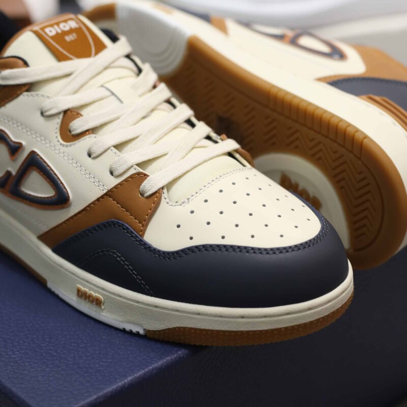 Giày Dior B57 Low Navy Blue and Cream with Brown Suede