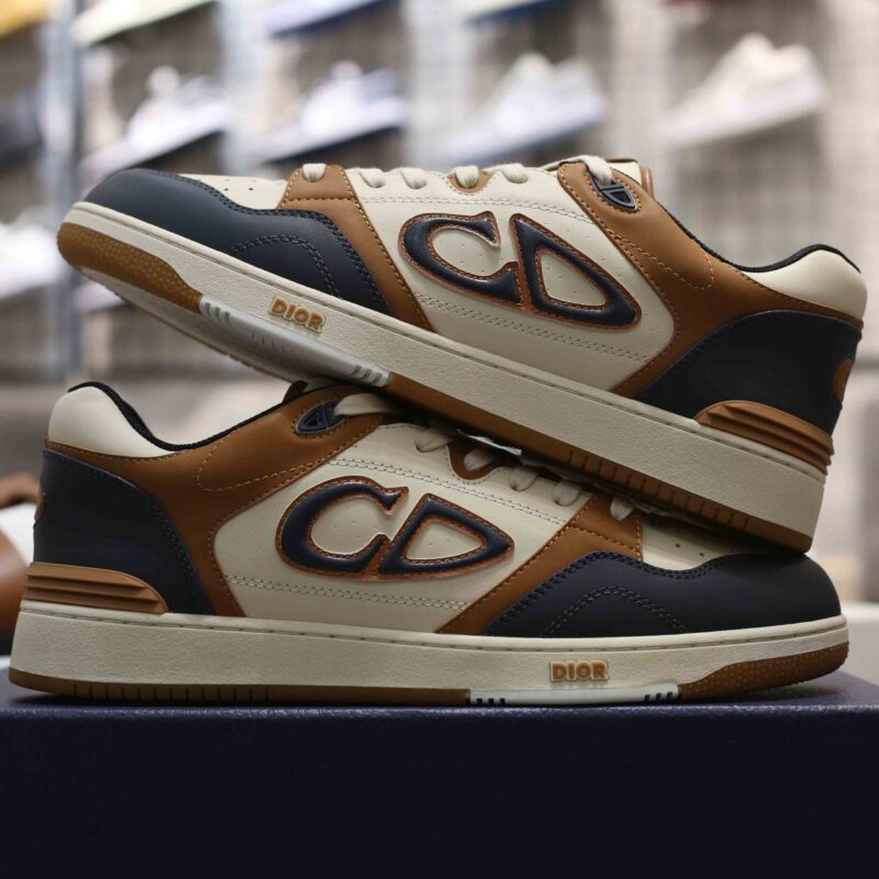 Giày Dior B57 Low Navy Blue and Cream with Brown Suede