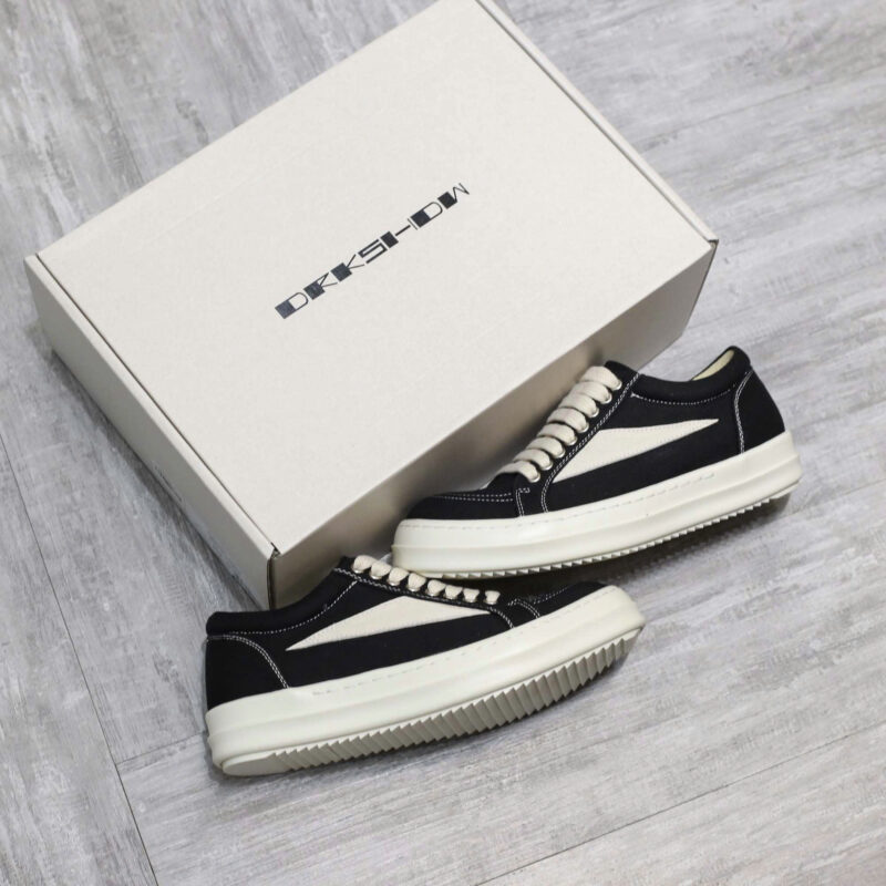 Rick Owens Canvas Vintage ‘Black Milk White’ Sneakers