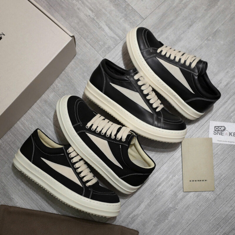 Rick Owens Canvas Vintage ‘Black Milk White’ Sneakers