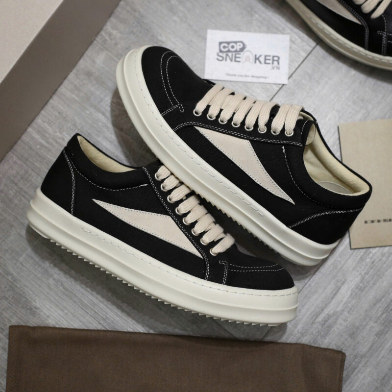 Rick Owens Canvas Vintage ‘Black Milk White’ Sneakers