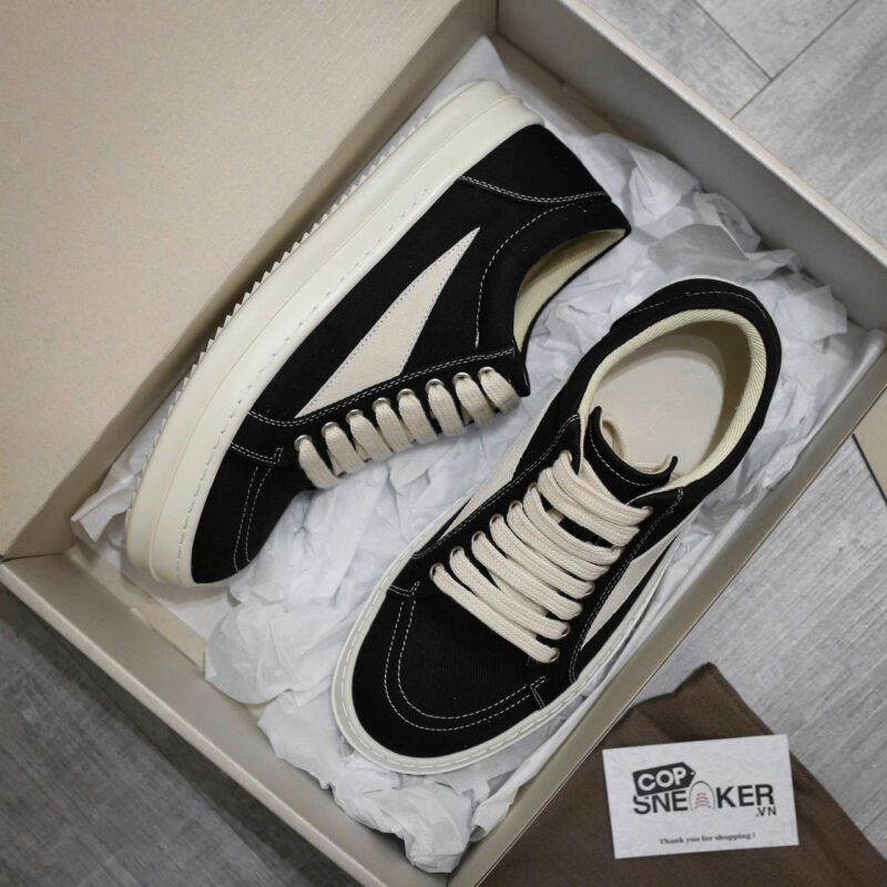 Rick Owens Canvas Vintage ‘Black Milk White’ Sneakers