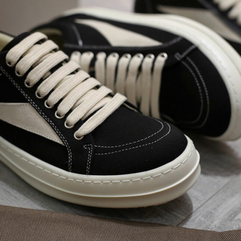 Rick Owens Canvas Vintage ‘Black Milk White’ Sneakers
