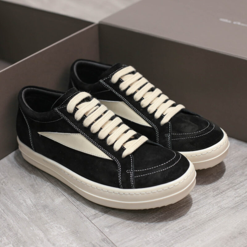 Giày Rick Owens Suede Vintage ‘Black Milk White’ Da Lộn