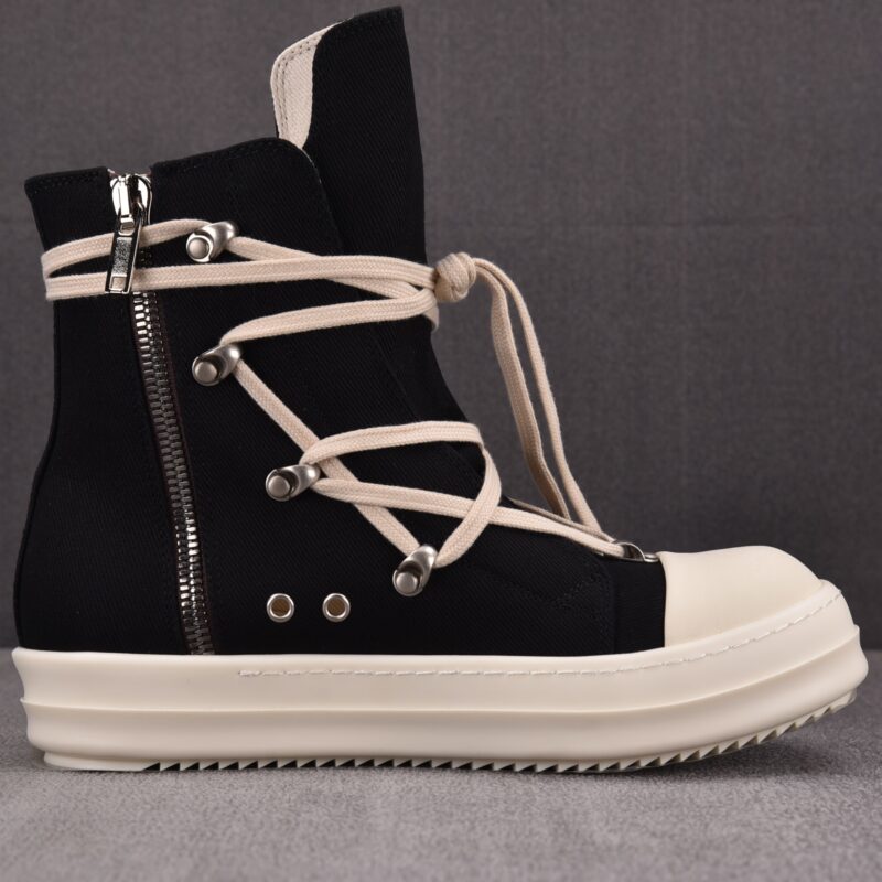 (BEST) Rick Owens DRKSHDW High - Top Canvas ‘Black Milk’ Sneakers