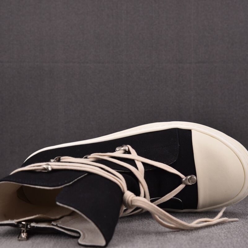 (BEST) Rick Owens DRKSHDW High - Top Canvas ‘Black Milk’ Sneakers