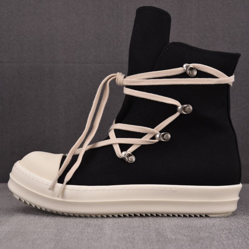 (BEST) Rick Owens DRKSHDW High - Top Canvas ‘Black Milk’ Sneakers