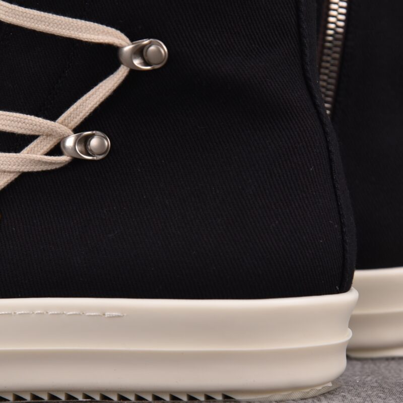 (BEST) Rick Owens DRKSHDW High - Top Canvas ‘Black Milk’ Sneakers
