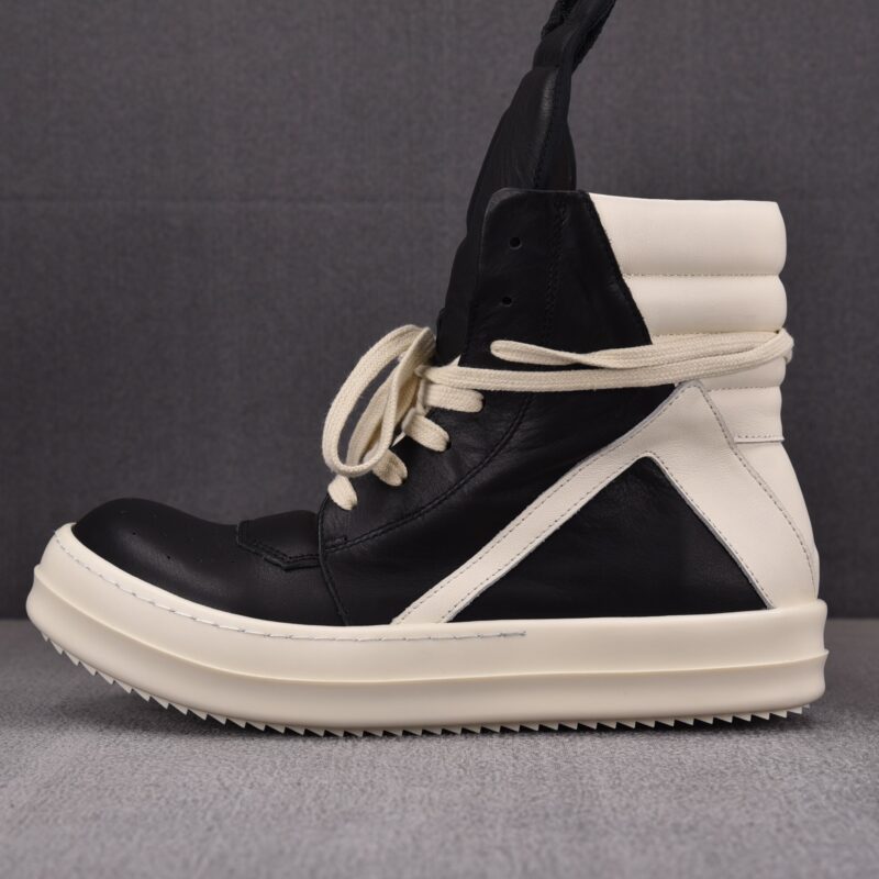 (BEST) Rick Owens Geobasket Leather 'BLACK MILK' Sneakers