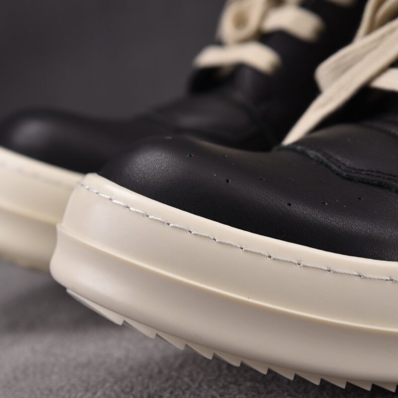 (BEST) Rick Owens Geobasket Leather 'BLACK MILK' Sneakers