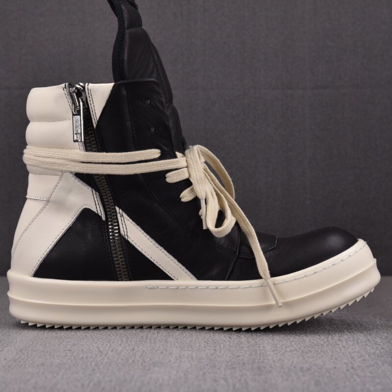 (BEST) Rick Owens Geobasket Leather 'BLACK MILK' Sneakers