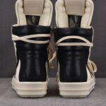 (BEST) Rick Owens Geobasket Leather 'MILK BLACK' Sneakers